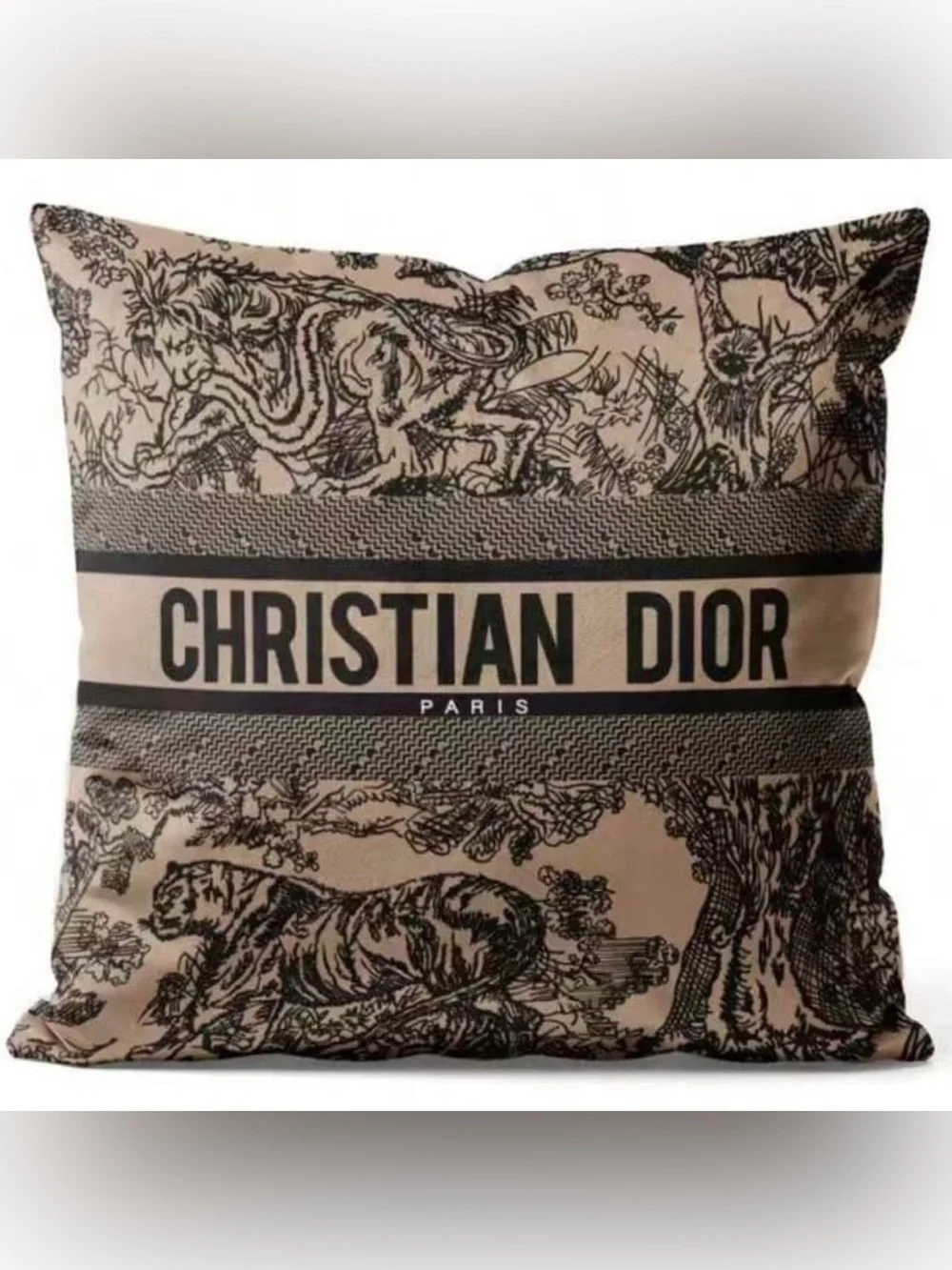New Paris Toile Decorative Pillow COVER - beige & brown  17.7 inch by 17.7 inch